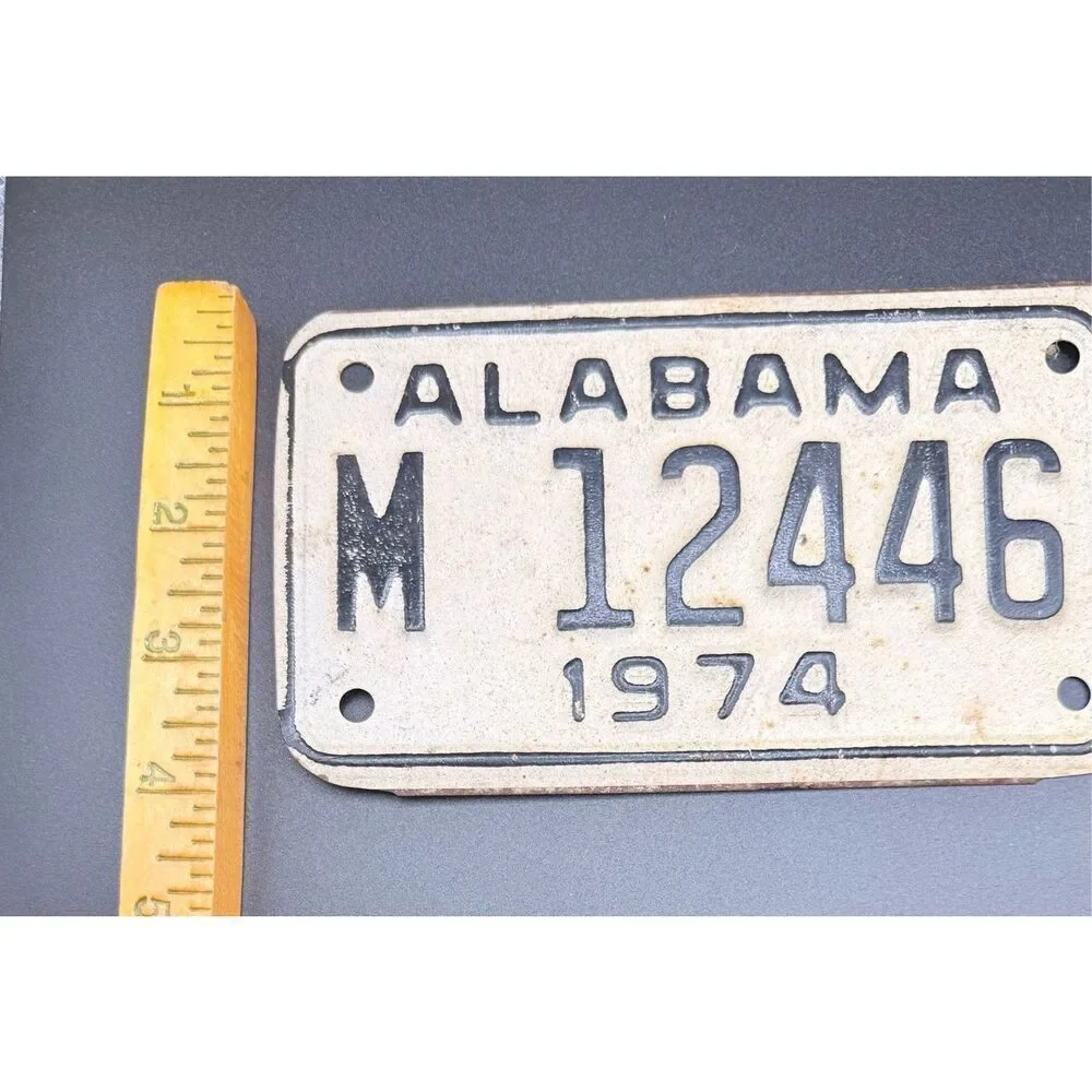 Alabama Motorcycle License Plate Vintage 1974